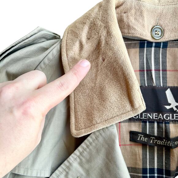 Vintage Gleneagles The Traditional Premium Tan Trench Coat Size Large 21x50 - Picture 6 of 12